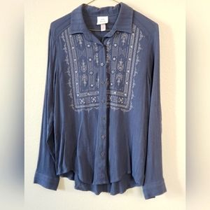 Knox Rose, Size M, Slate Blue Blouse